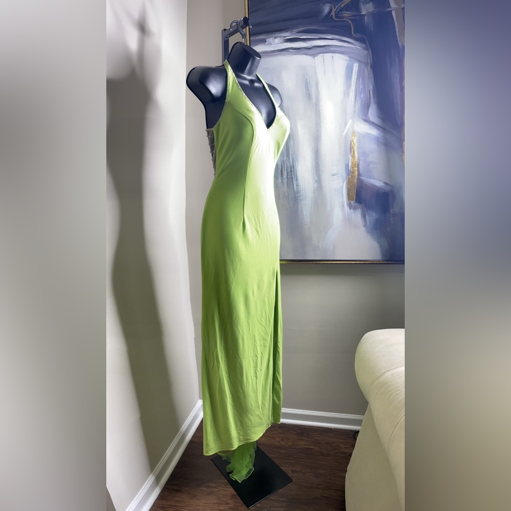 Beaded laced halter gown